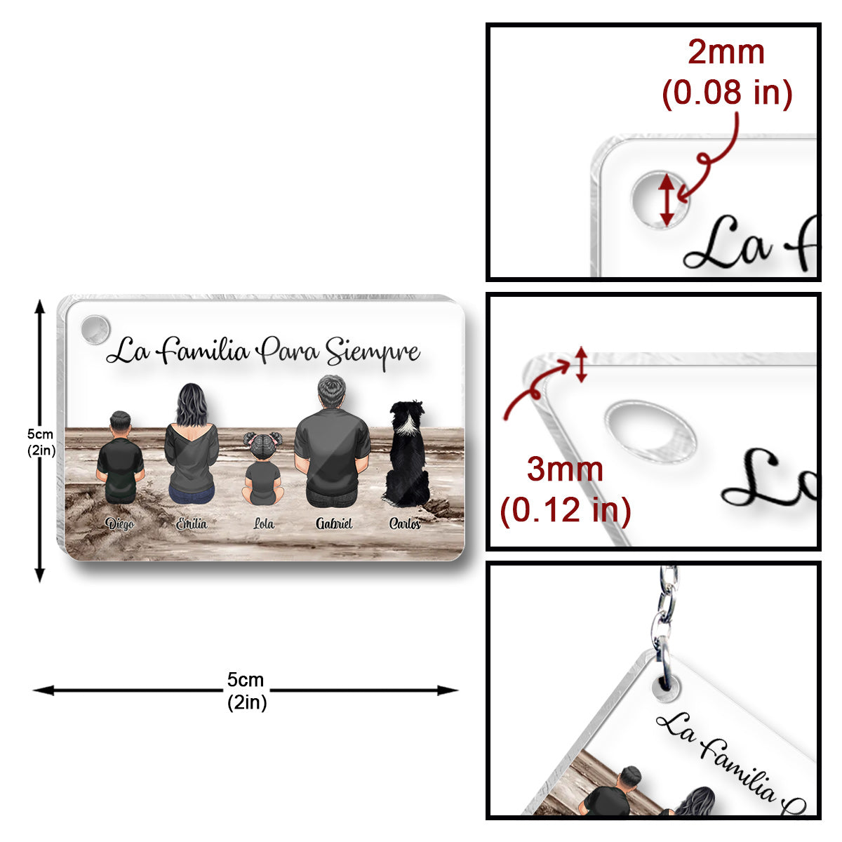 La Familia Para Siempre - Porte-clés transparent familial personnalisé