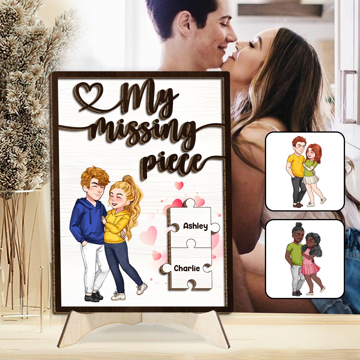My Missing Piece - Personalized Couple 2 Layered Wood Sign / Wood Plaque