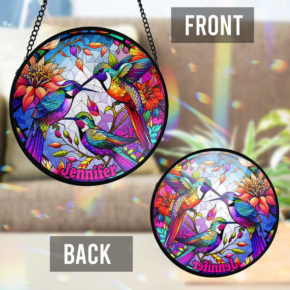 Amoureux des colibris - Attrape-soleil personnalisé en vitrail colibri