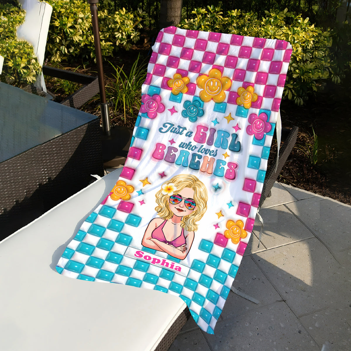 Juste une fille qui aime les plages - Serviette de plage personnalisée pour les amoureux de la mer