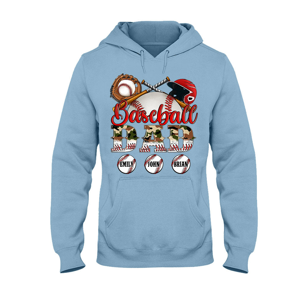 Meilleur papa de joueur de baseball au monde - T-shirt et sweat à capuche camouflage personnalisés - Sweat à capuche