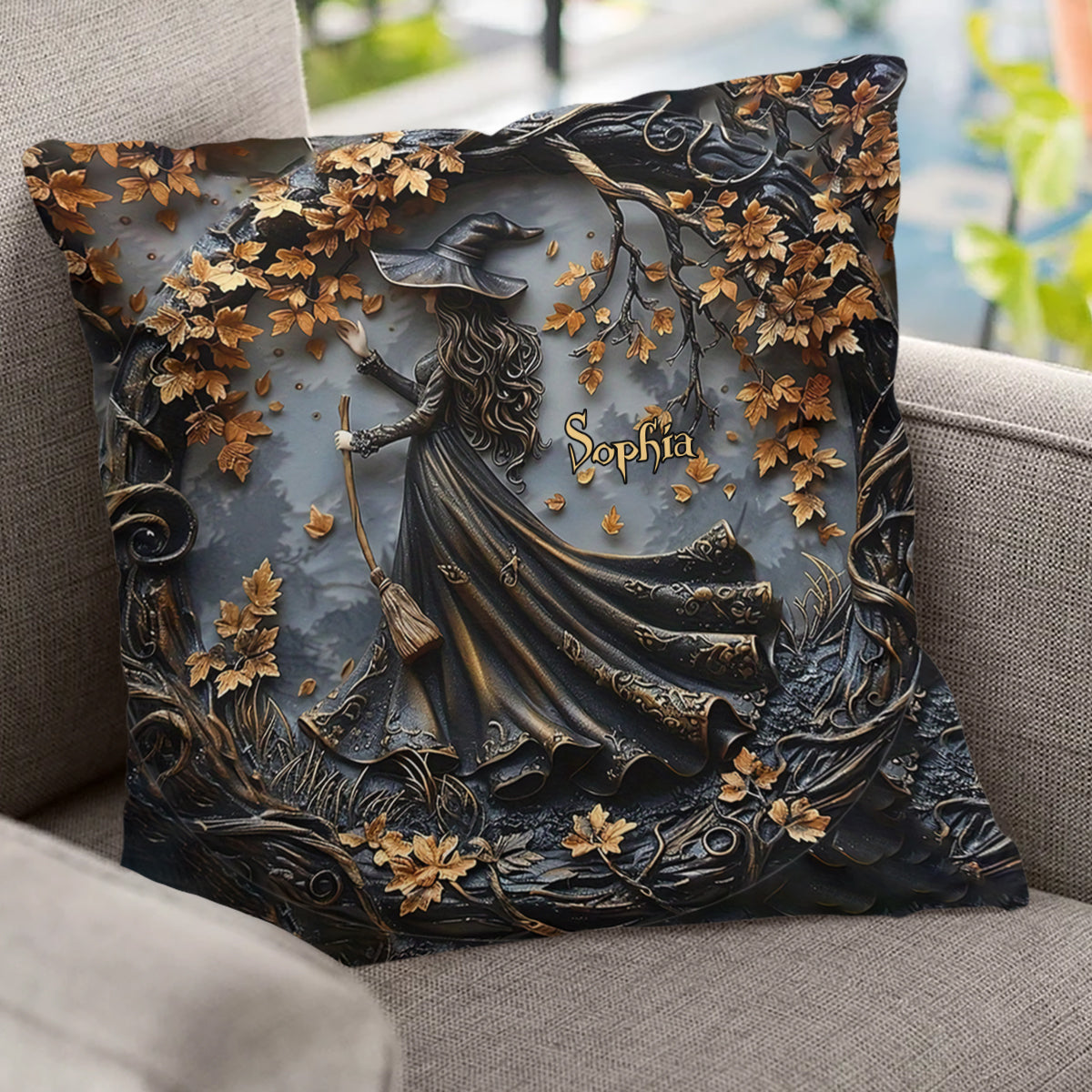 Belle Sorcière - Coussin décoratif personnalisé Sorcière