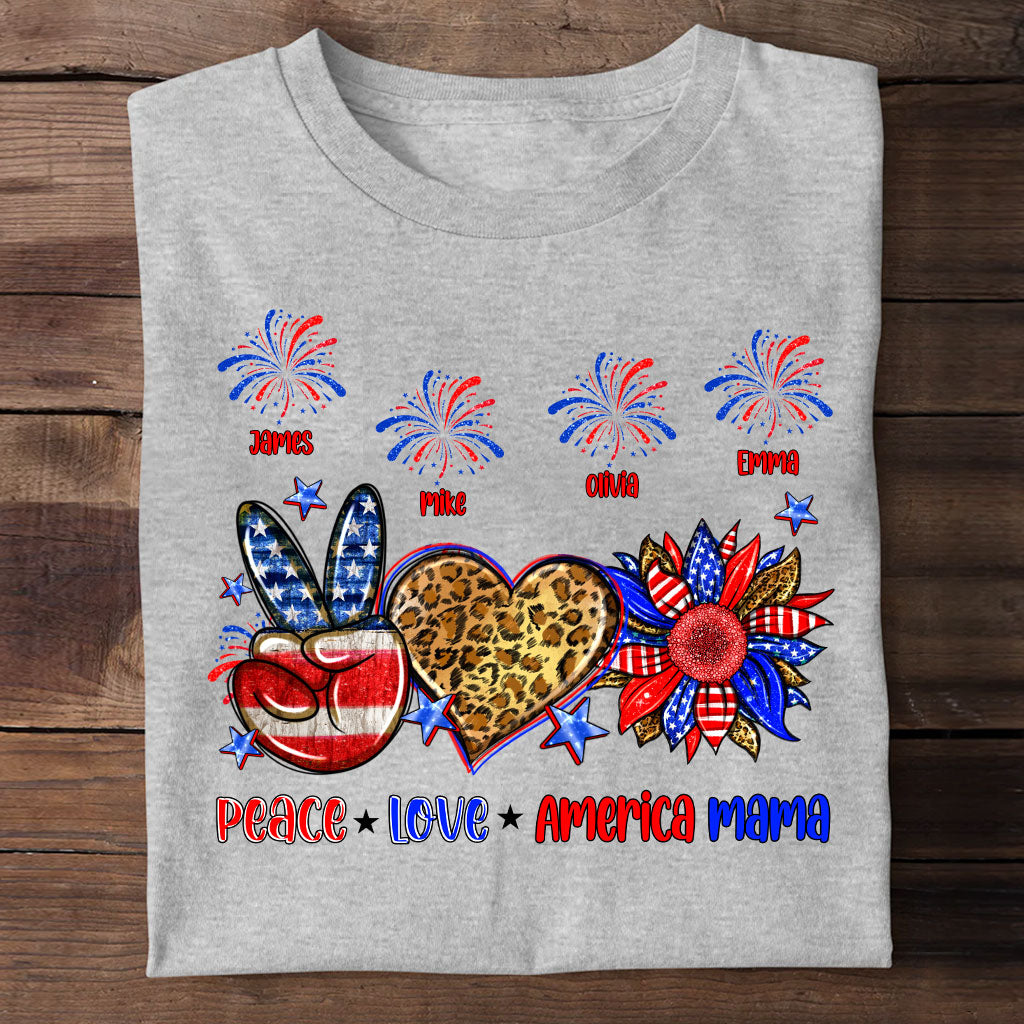 T-shirt et sweat à capuche personnalisés « Paix, Amour, Mamie Américaine, Maman » (tous titres) - Maman
