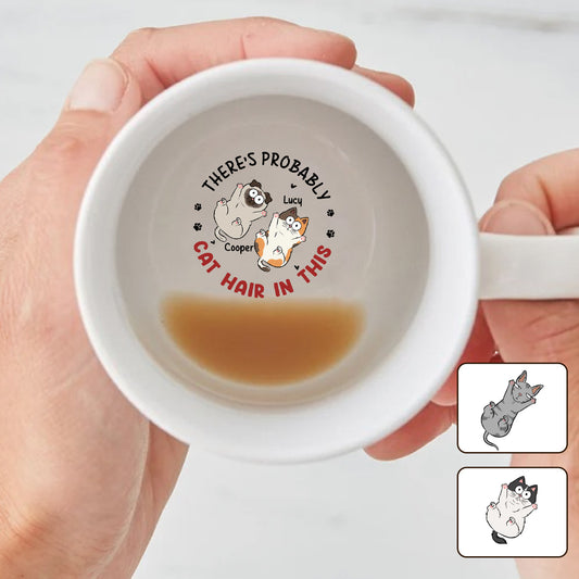 Il y a probablement des poils de chat dedans - Mug personnalisé avec message caché sur le thème des chats