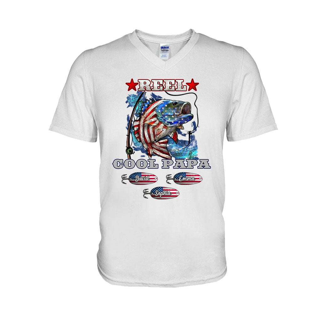 Reel Cool Papa Dad Uncle - Personalized Fishing T-shirt And Hoodie