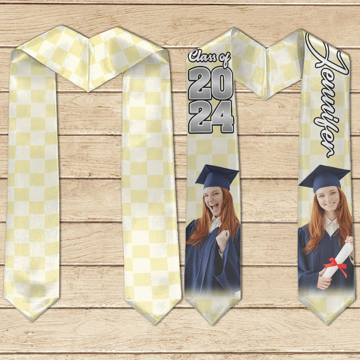 Écharpe de remise de diplôme personnalisée avec photo - Étole de remise de diplôme personnalisée