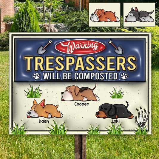 Intrus seront compostés - Panneau métallique rectangulaire personnalisé pour chien
