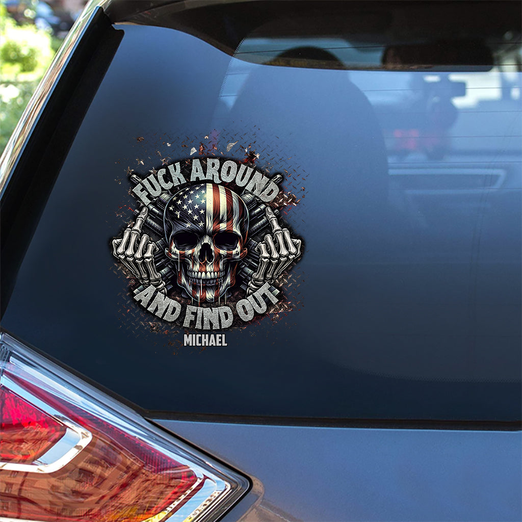 American Flag Skeleton - Personalized Skull Decal Full