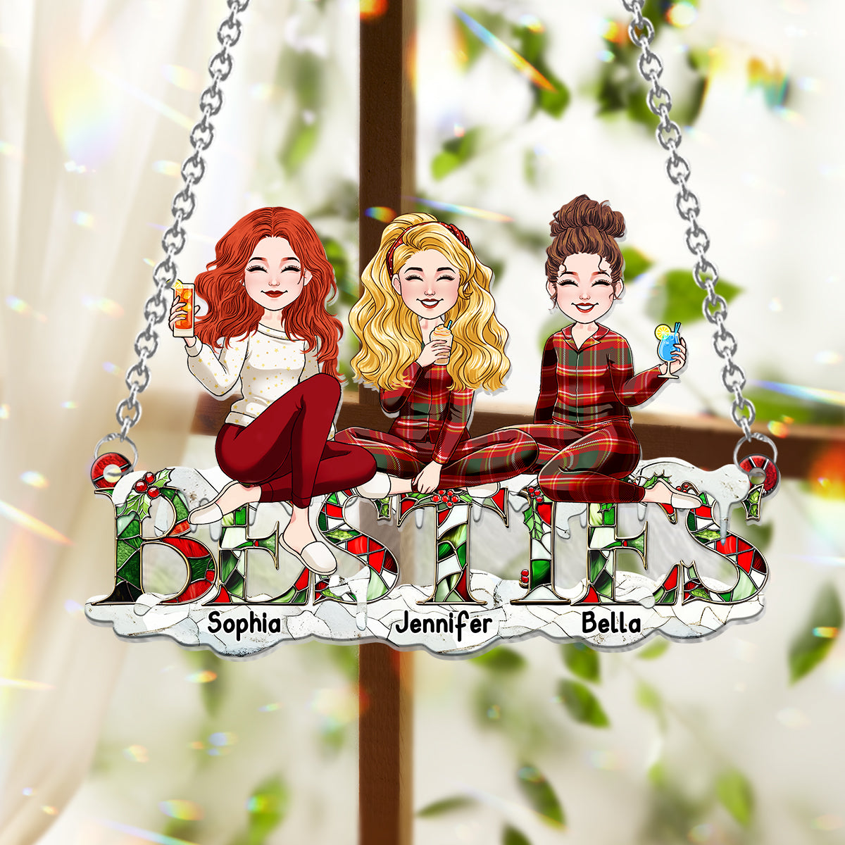 Meilleures amies pour toujours - Attrape-soleil personnalisé à suspendre à la fenêtre 