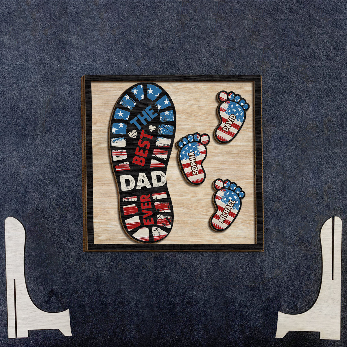 Le meilleur papa/grand-père du monde - Plaque en bois personnalisée à 2 couches