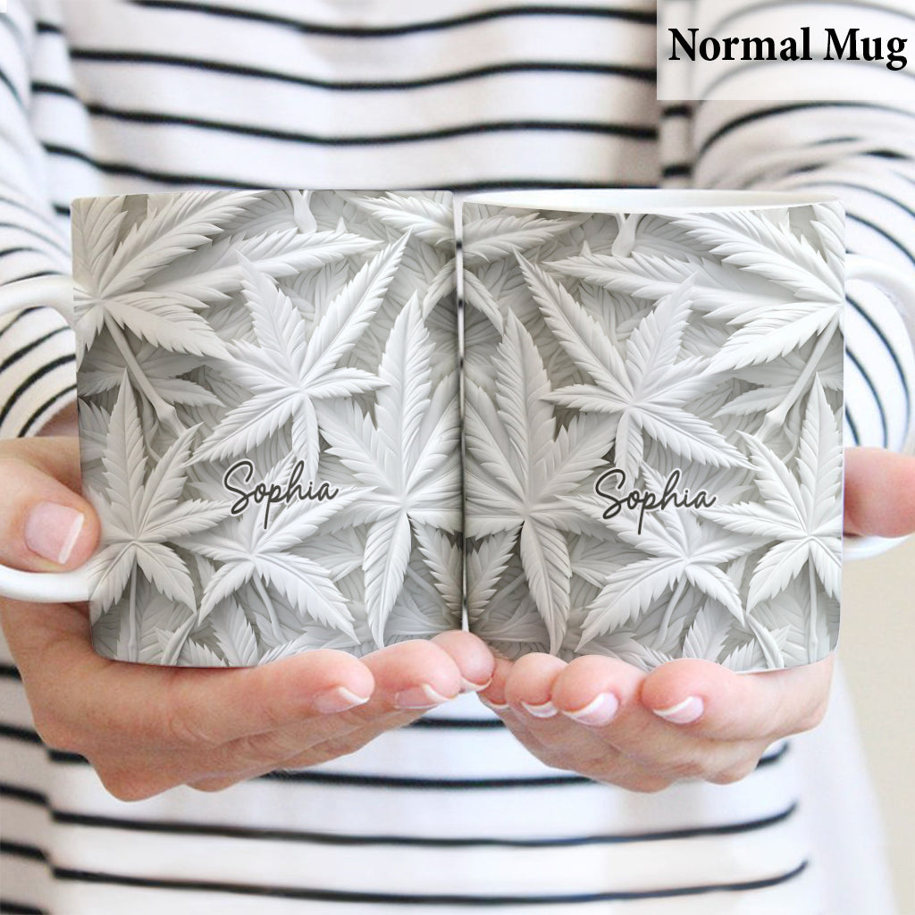 Feuilles blanches - Mug personnalisé sur le thème du cannabis