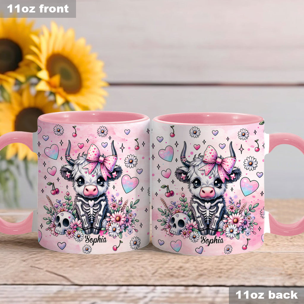 Mug personnalisé « Vache des Highlands d'Halloween mignonne et effrayante »