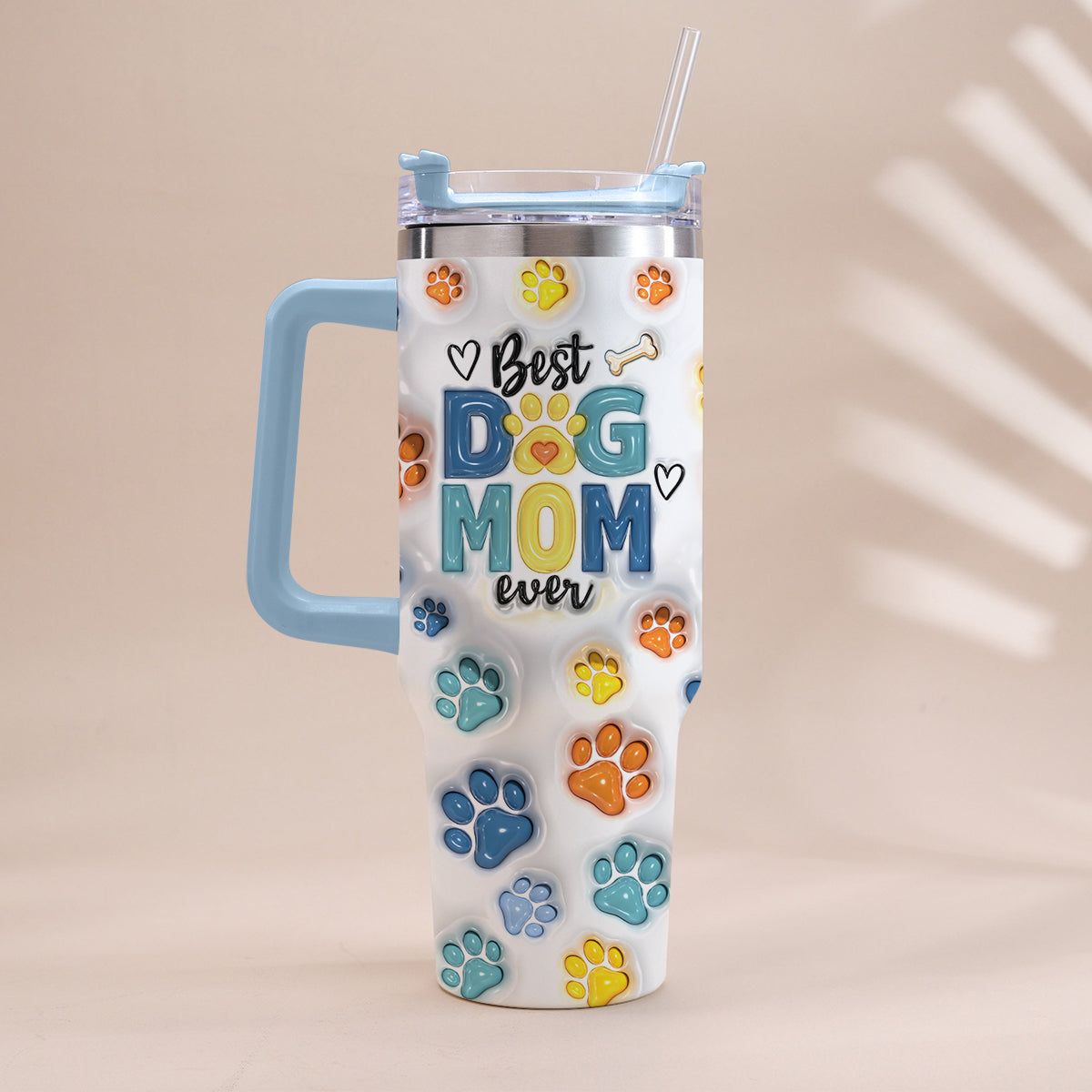 Meilleur papa/maman de chien au monde - Gobelet isotherme personnalisé pour chien avec poignée