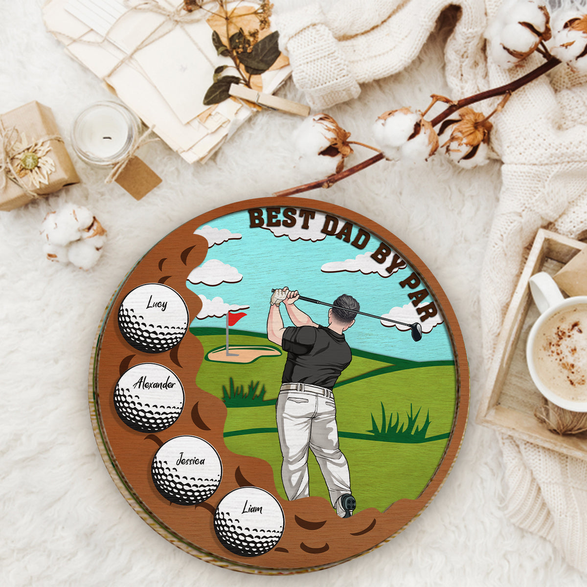 Meilleur papa par Par - Plaque en bois personnalisée à 2 couches « Papa »