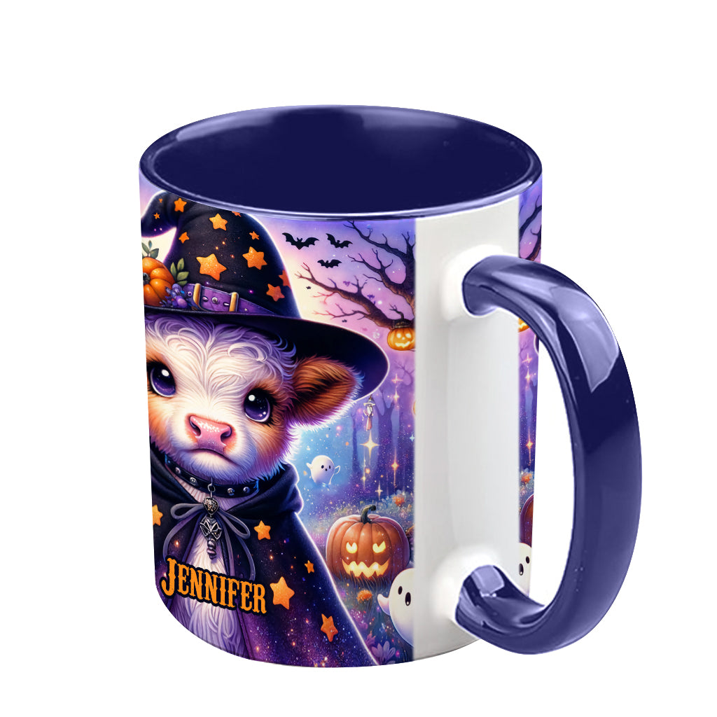 Baby Highland Cow Witch Halloween - Personalized Accent Mug