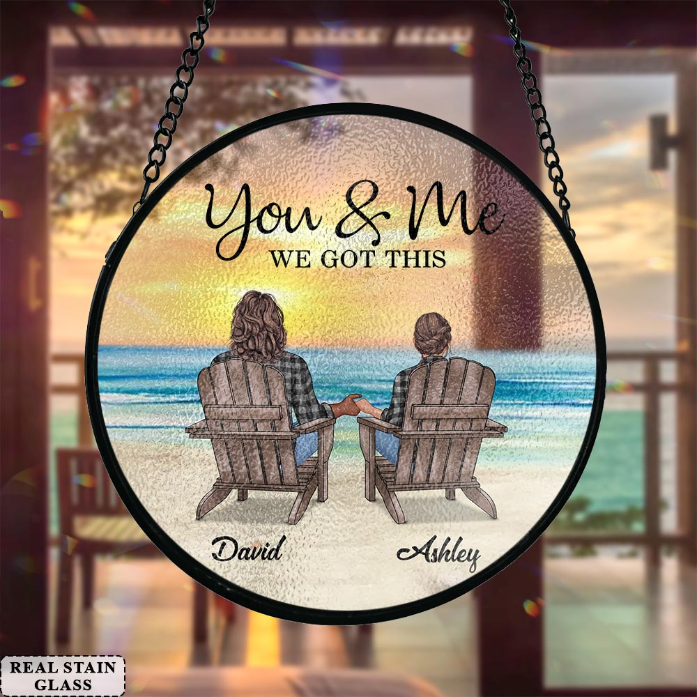 On gère ça - Attrape-soleil en vitrail personnalisé pour couple