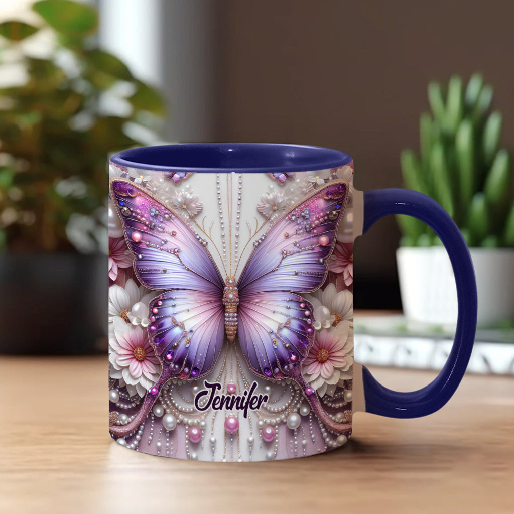 Floral Butterflies - Personalized Butterfly Accent Mug
