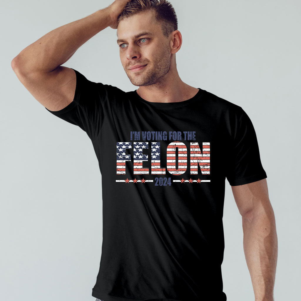 T-shirt « Je vote pour le criminel », T-shirt MAGA 2024, T-shirt humoristique politique 2024, T-shirt drapeau américain Trump pour les élections