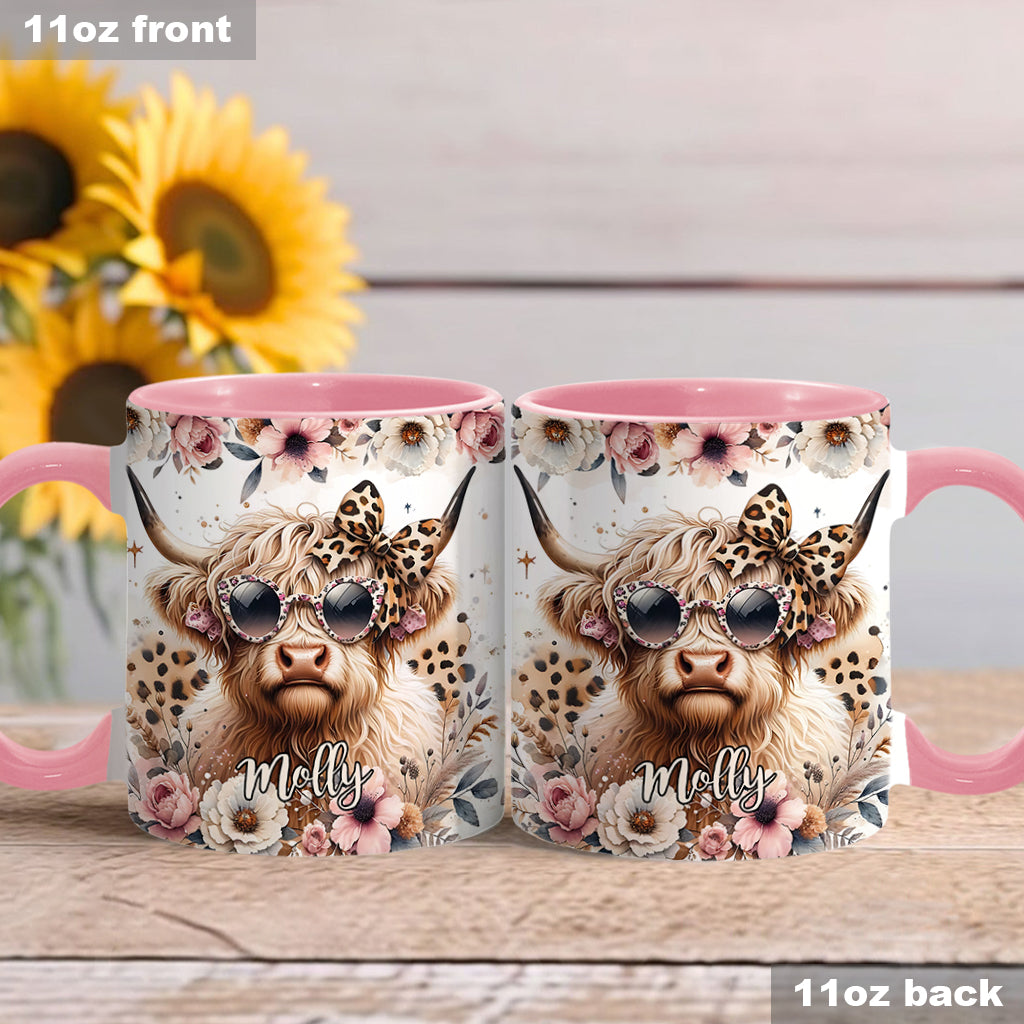 Mug personnalisé « Vache cool avec lunettes léopard »
