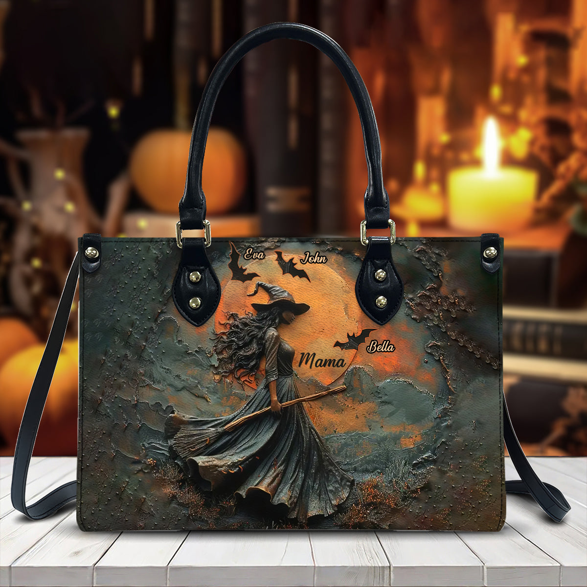 Joyeux Halloween - Sac à main personnalisé en cuir Mother Leather