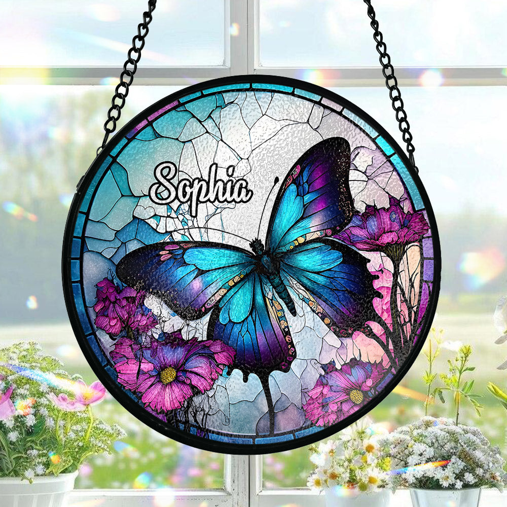 Magnifique papillon - Attrape-soleil papillon personnalisé en vitrail