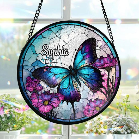 Beautiful Butterfly - Personalized Butterfly Stained Glass Suncatcher
