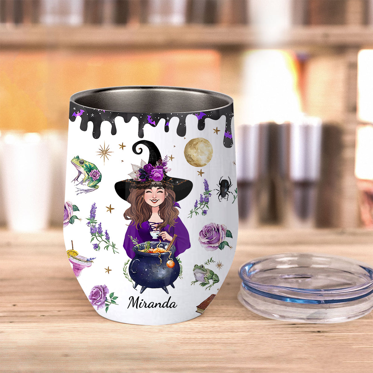 This Witch Need Coffee Before Any Hocus Pocus - Personalized Witch Wine Tumbler