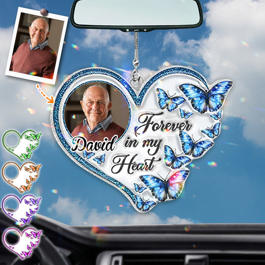 Forever In My Heart - Personalized Memorial Custom Shaped Car Ornament