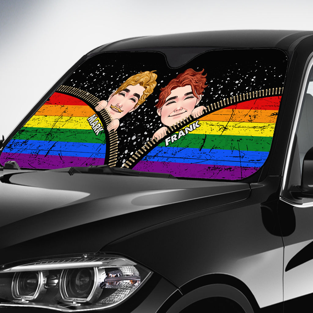 Pare-soleil de voiture personnalisé « Fierté des couples » - Un accessoire amusant pour soutenir la communauté LGBT