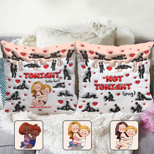 Ce soir, Who Hoo ? - Coussin décoratif personnalisé pour couple