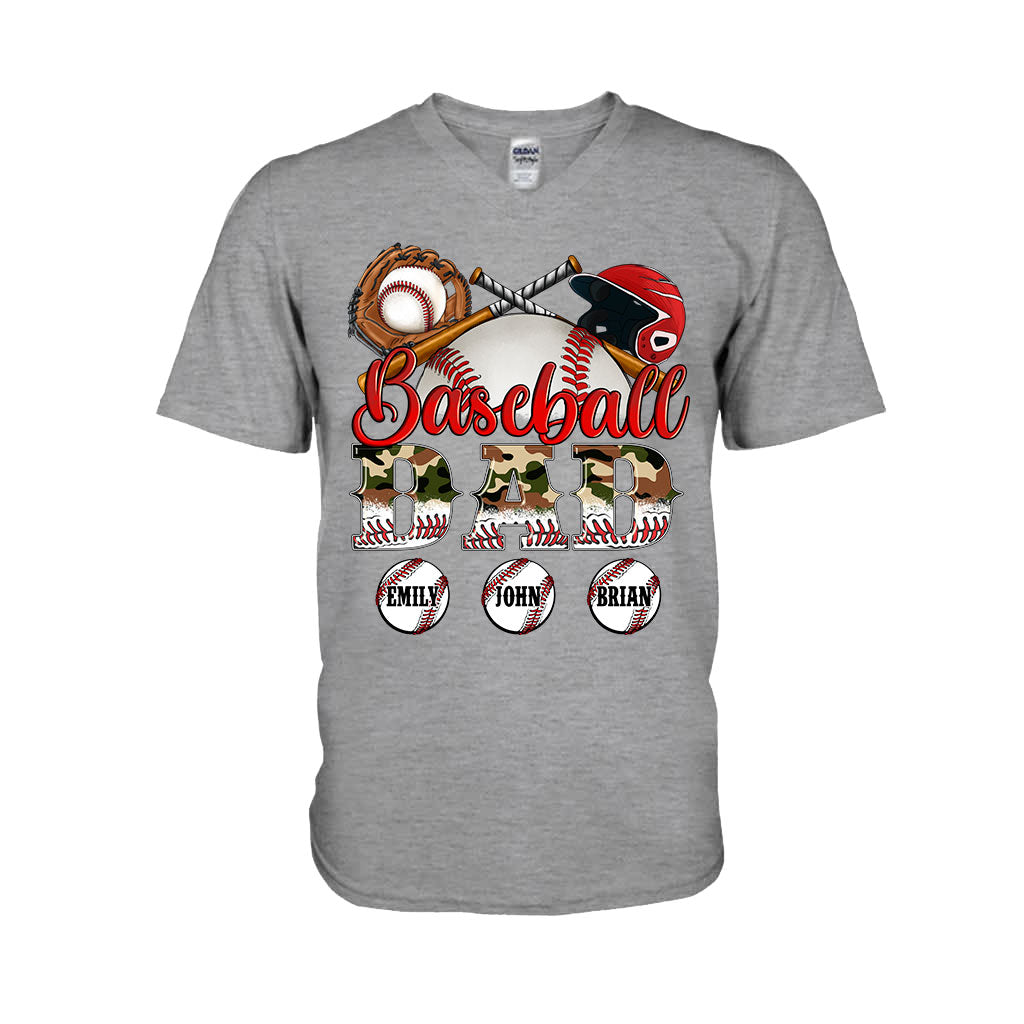 Meilleur papa de joueur de baseball au monde - T-shirt et sweat à capuche camouflage personnalisés - Sweat à capuche