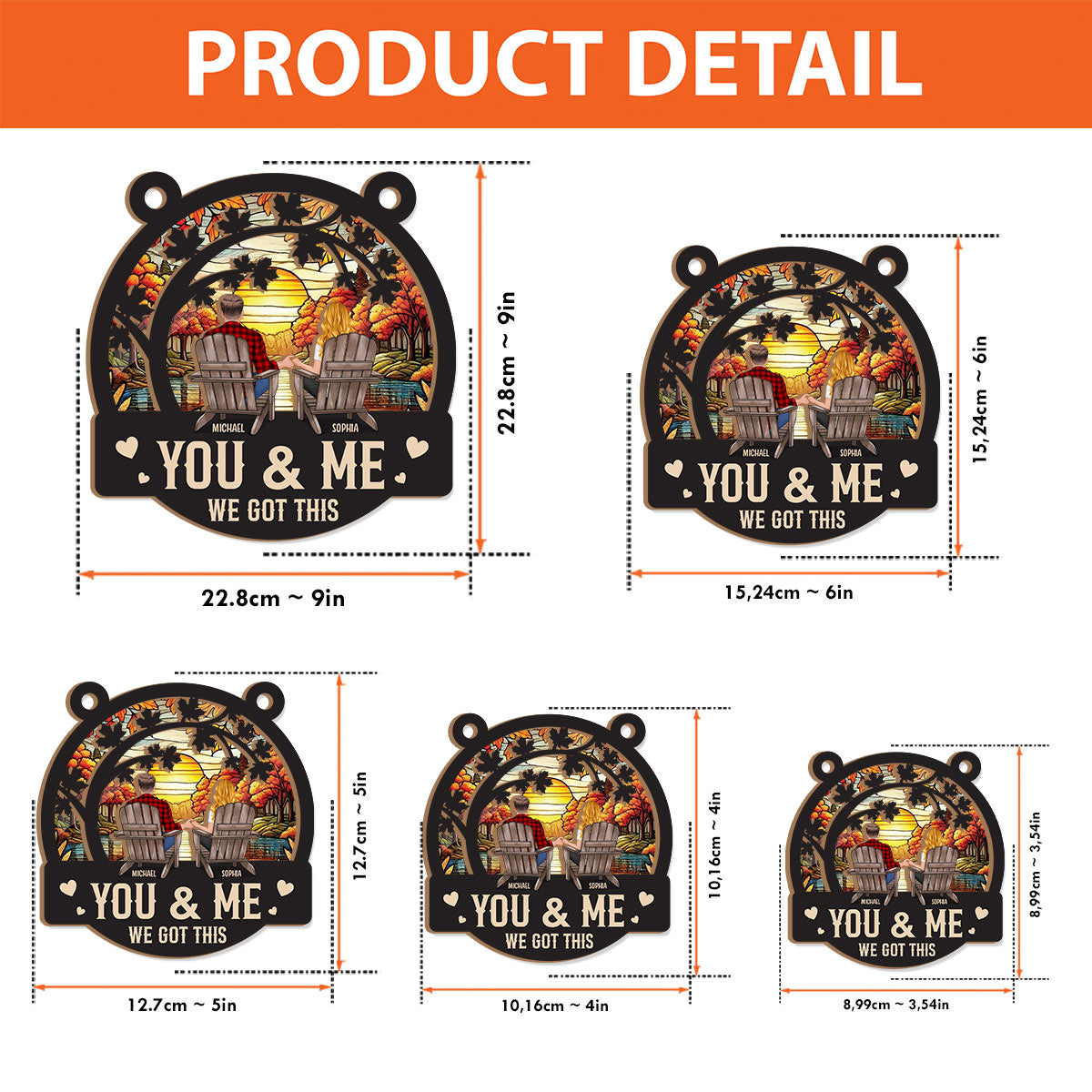 Nous avons ce qu'il vous faut pour cet automne ! - Attrape-soleil personnalisé pour couple, à deux niveaux, à suspendre à la fenêtre