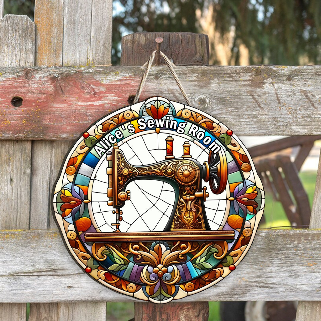 Atelier de couture à votre nom - Panneau en bois personnalisé sur mesure