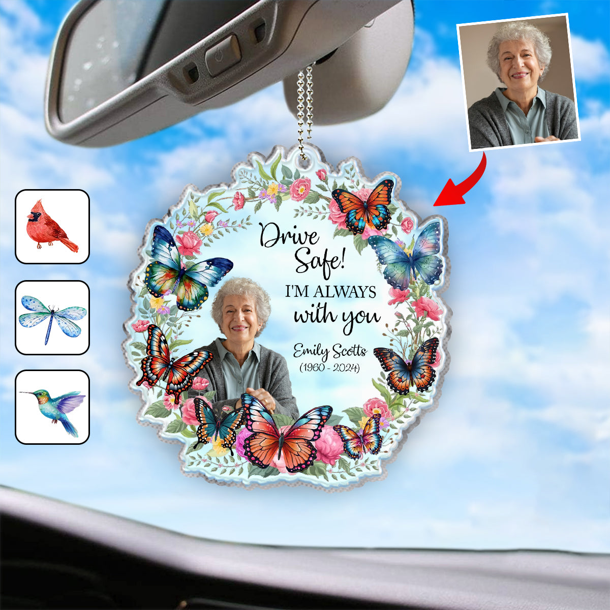Your Wings Were Ready But Our Hearts Were Not - Personalized Memorial Transparent Car Ornament