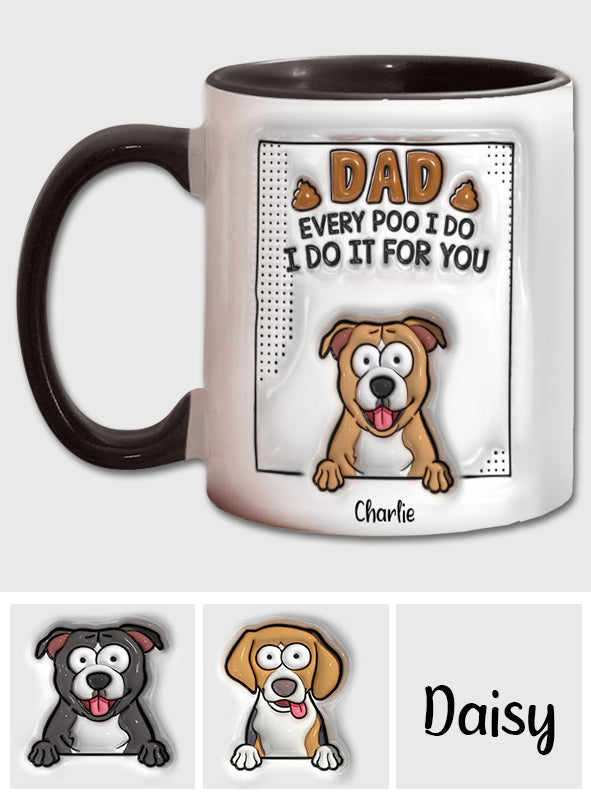 Mug personnalisé « Papa, à chaque fois que je fais caca » avec motif chien