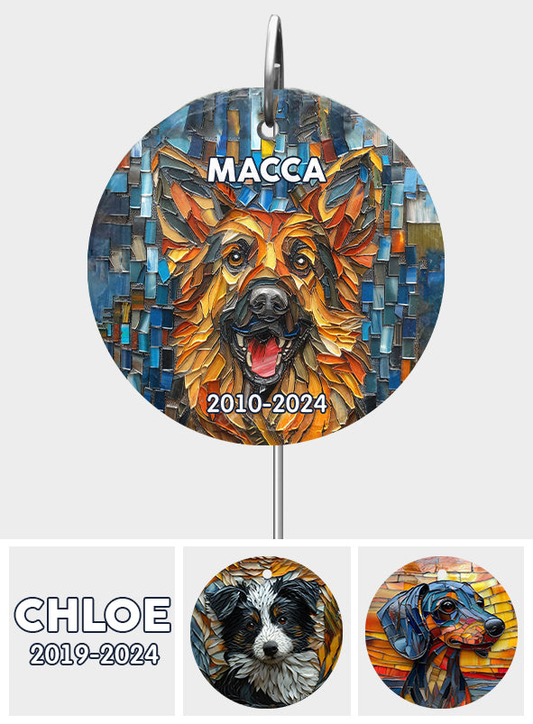 Carreaux de céramique personnalisés avec motif de chien - Ardoise ronde suspendue pour jardin