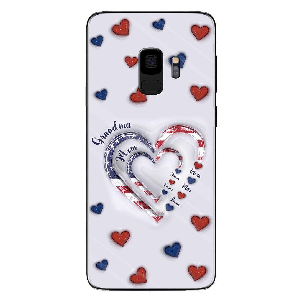 Coque de téléphone personnalisée « Cœurs de grand-mère » pour le 4 juillet