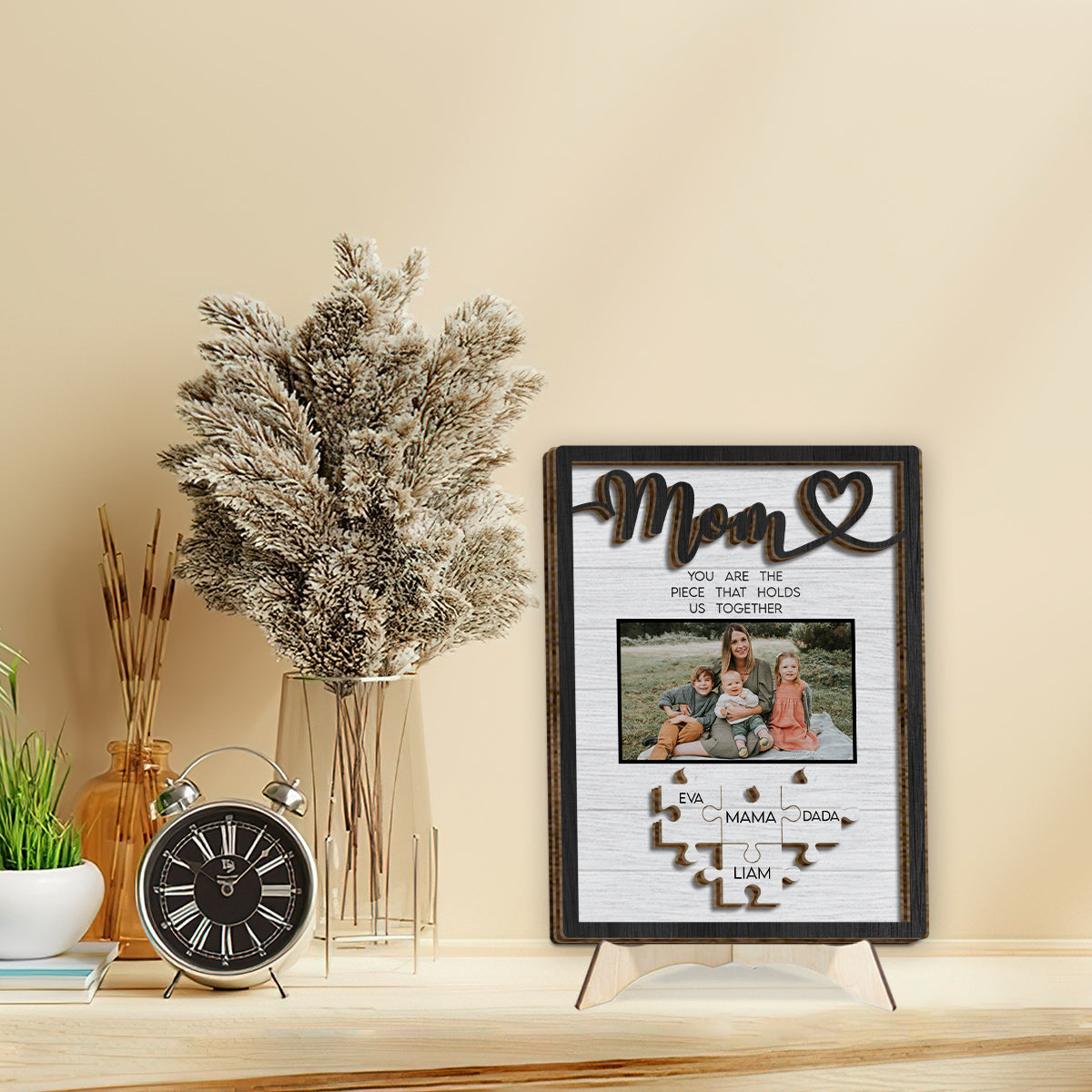 Maman, tu es le pilier de notre couple - Plaque en bois personnalisée à 2 couches « Maman »