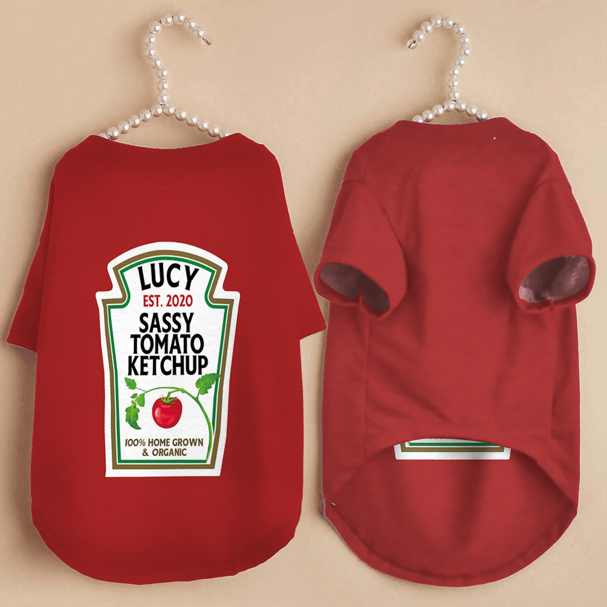 T-shirt personnalisé pour chien « Ketchup épicé et moutarde piquante »