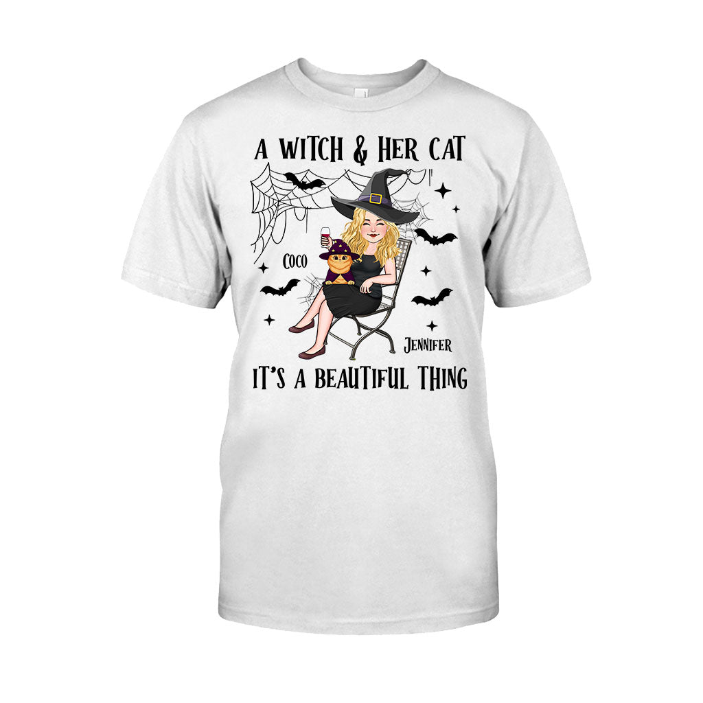 A Witch And Her Cat - Personalized Witch T-shirt And Hoodie