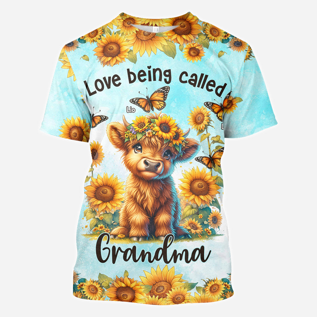 Love Being Called Grandma Highland Cow Sunflower - Personalized All Over Shirt