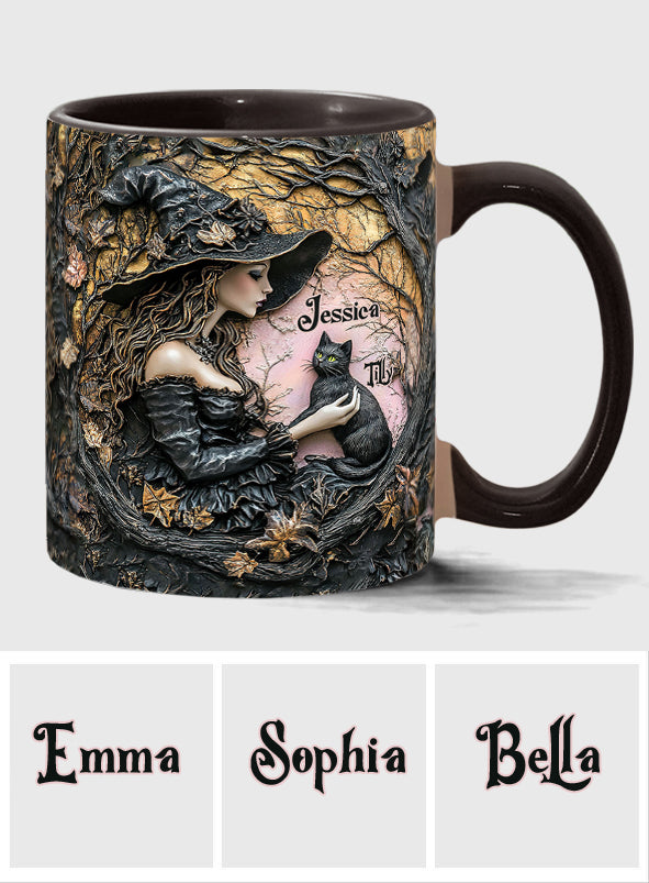 Une sorcière et son chat noir : c'est magnifique ! - Mug personnalisé à l'effigie d'une sorcière