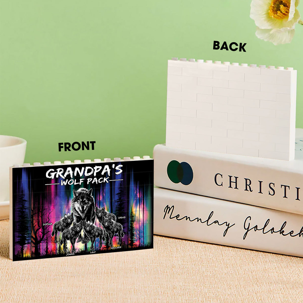 La meute de loups de grand-père - Blocs de construction rectangulaires horizontaux personnalisés pour grand-père (une face)