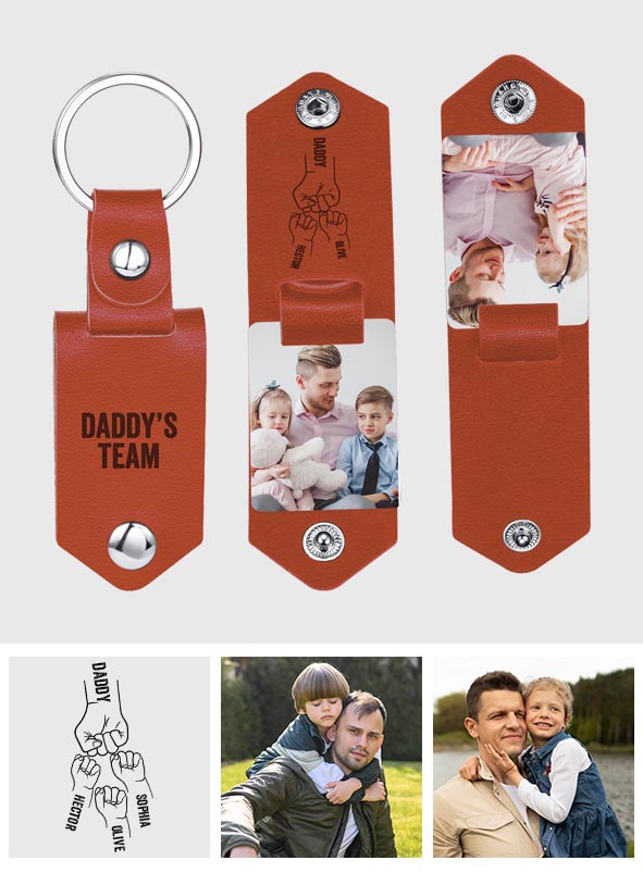 L'équipe de papa - Porte-clés album photo personnalisé pour papa