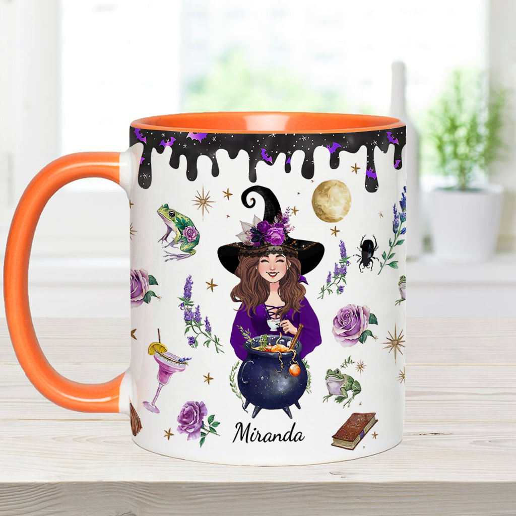 This Witch Need Coffee Before Any Hocus Pocus - Personalized Witch Accent Mug