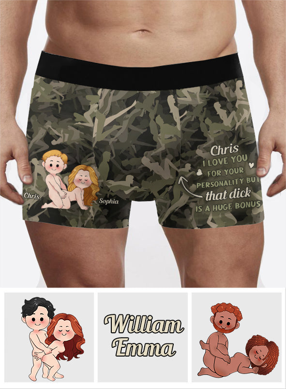 Je t'aime pour ta personnalité - Couple coquin - Boxers personnalisés pour couples d'hommes