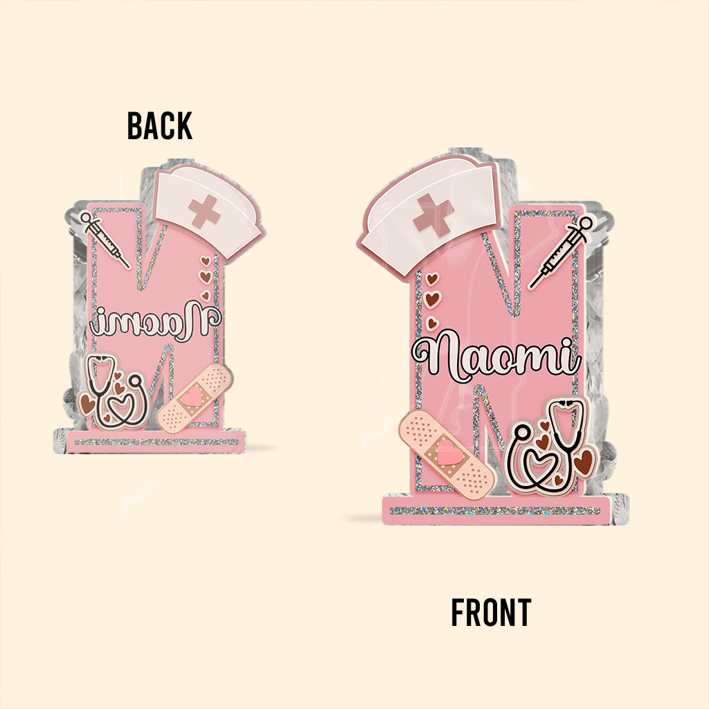 Lettre d'infirmière - Plaque acrylique personnalisée en forme de morphologie pour infirmière