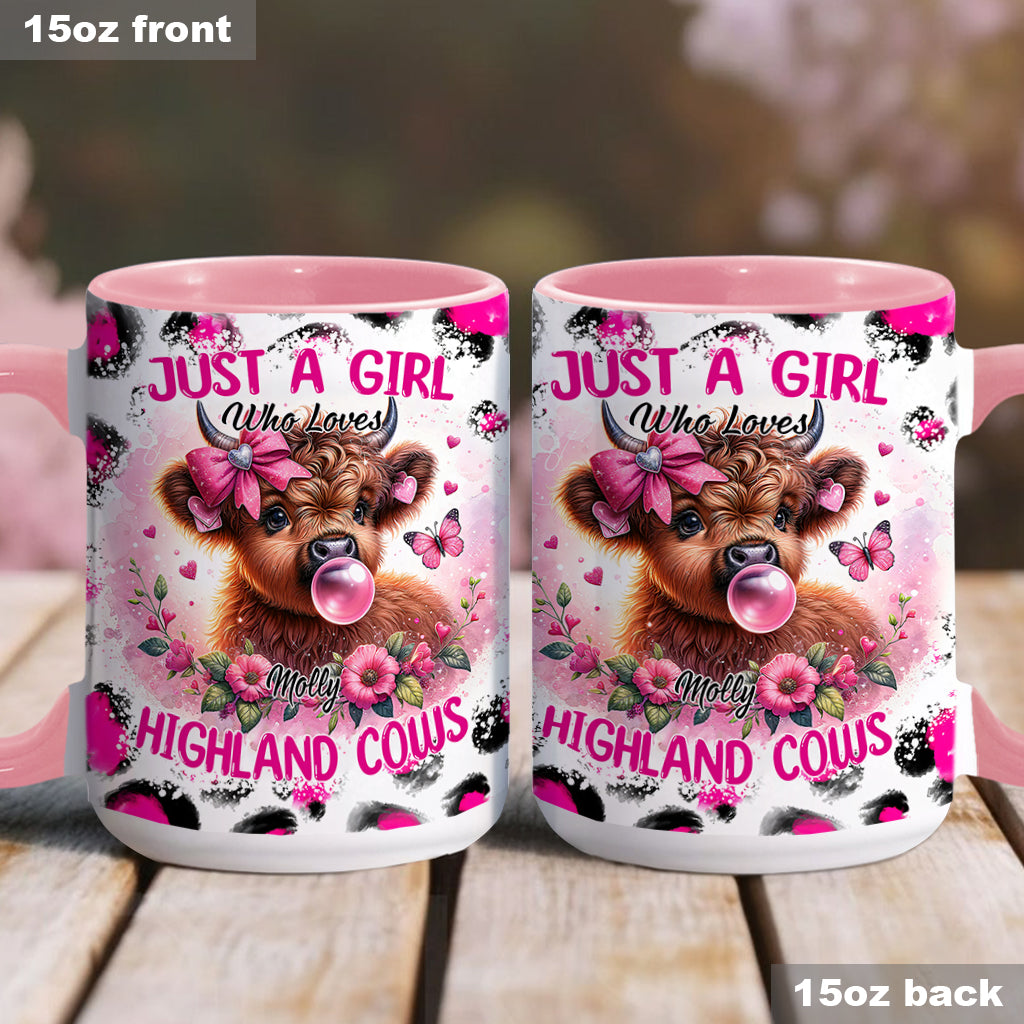 Mug personnalisé avec une adorable vache rose des Highlands
