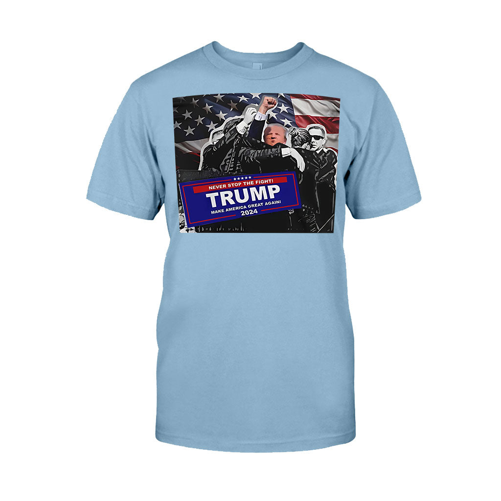 T-shirt « Unis nous sommes forts », T-shirt « Jamais de reddition », T-shirt « Luttons pour l’Amérique », T-shirt « Rassemblement 2024 », T-shirt « Luttons, combattons, combattons »