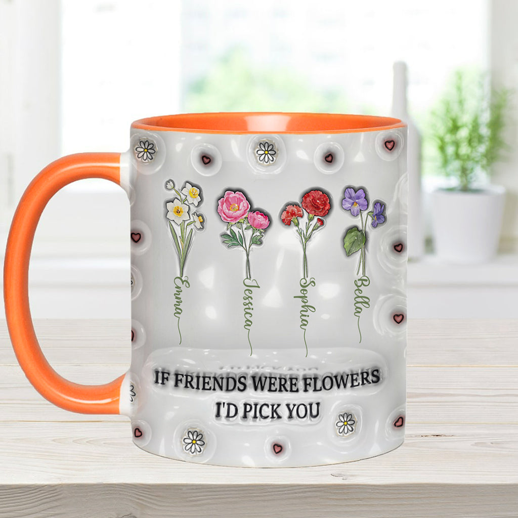 Birth Month Flowers Besties - Personalized Bestie Accent Mug